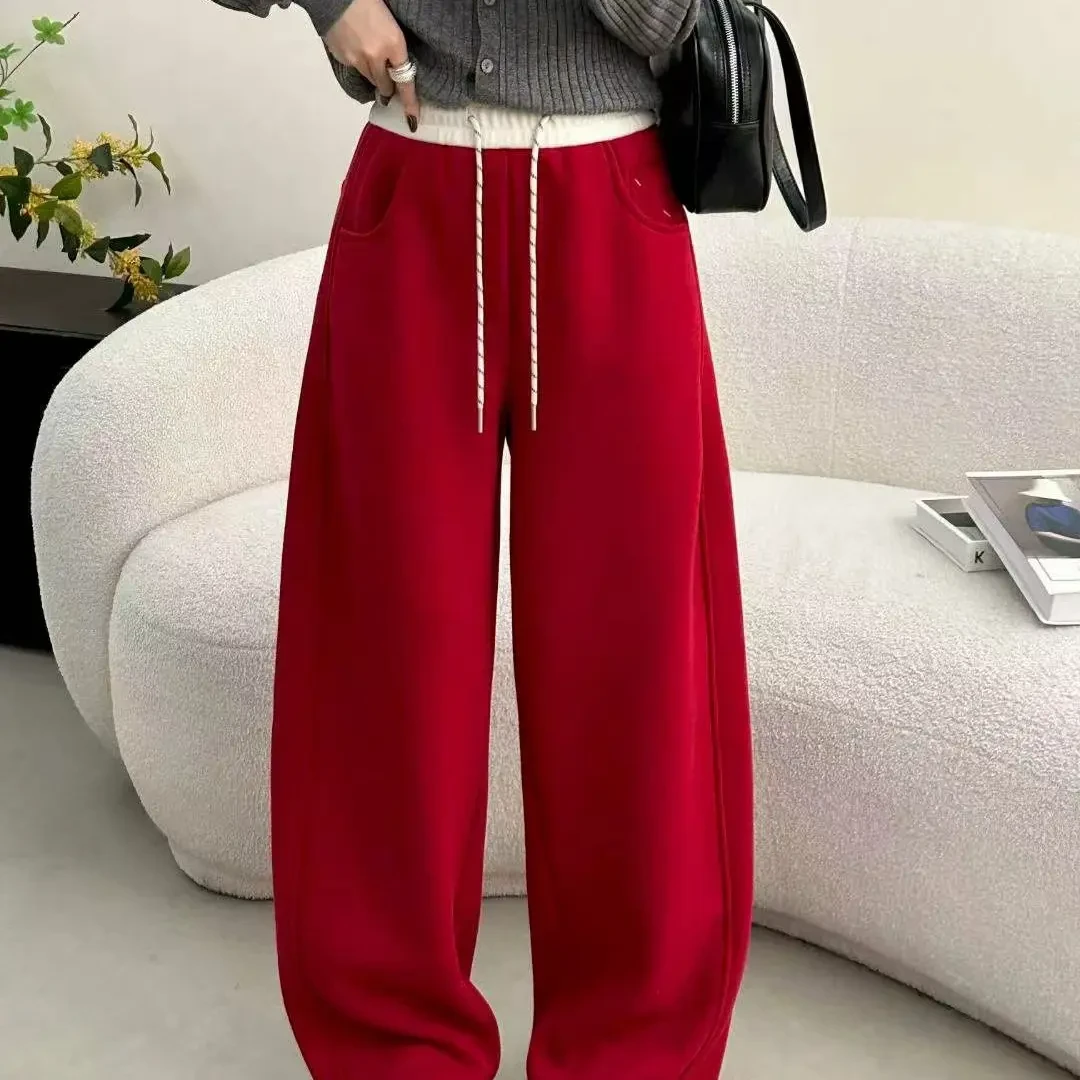 2025年冬季加绒宽松显瘦中腰直筒休闲