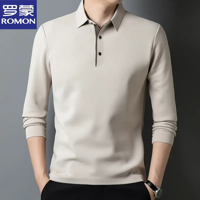 罗蒙秋季新款男士长袖T恤打底衫翻领男装休闲亲肤POLO衫休闲商务