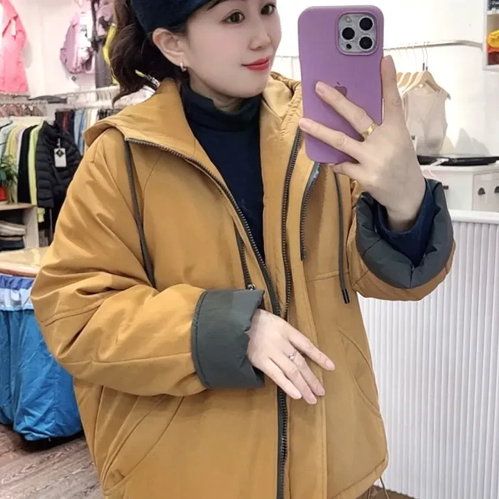 #8327 韩版宽松型加绒加厚保暖秋冬新款时尚减龄外套女