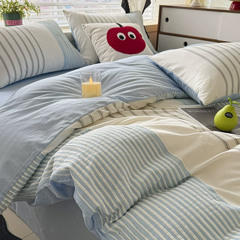 简约轻奢全棉提花床上四件套新款纯棉亲肤床单被套床笠三件套床品