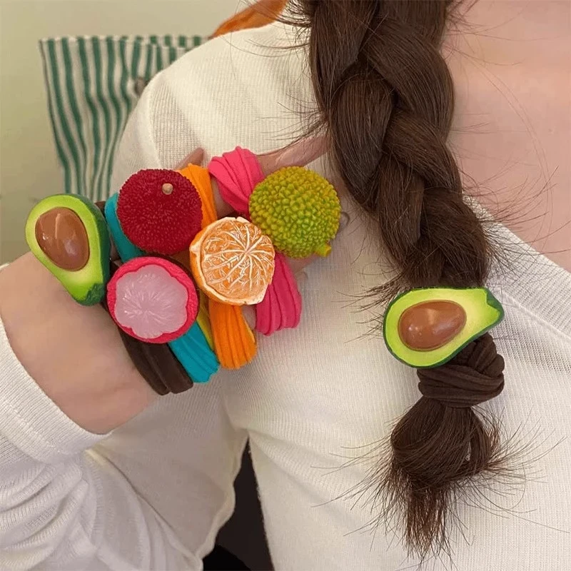 可爱卡通水果发圈女2025新款丸子头扎头发绳高级感皮筋头绳发饰