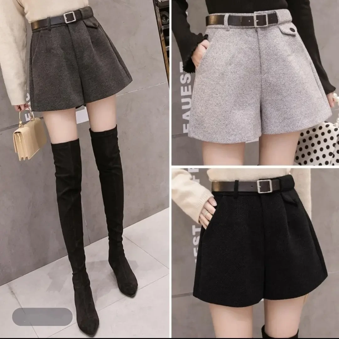 冬季加厚A字短裤女2026新款高腰显瘦外穿百搭休闲阔腿靴裤
