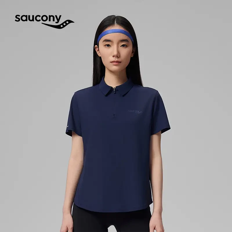 Saucony索康尼新款女子运动POLO衫休闲通勤舒适透气翻领短袖T恤