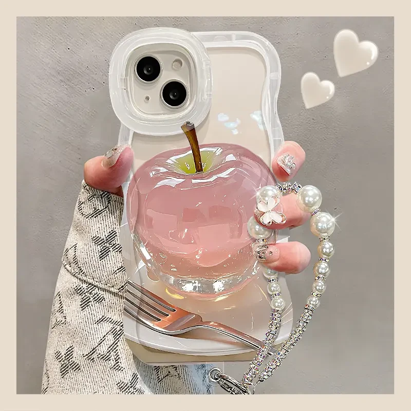 水晶苹果适用苹果13手机壳华为vivo小米iPhone16pro双支架手机壳