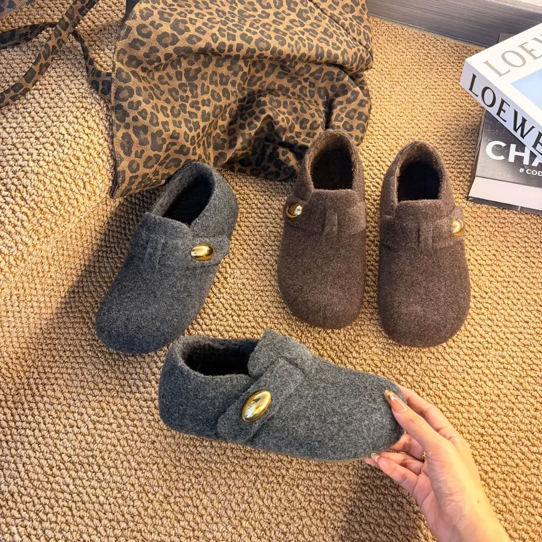 全包勃肯鞋女秋冬2025年新款内增高勃肯棉鞋一蹬豆豆鞋毛毛鞋子