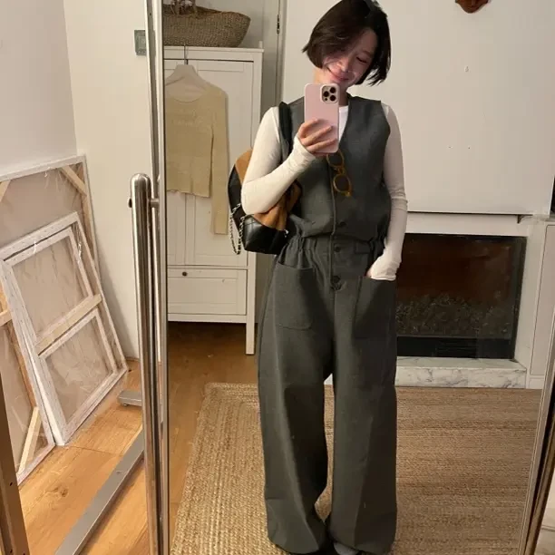 秋季针织纹理时尚气质上衣阔腿长裤女套装