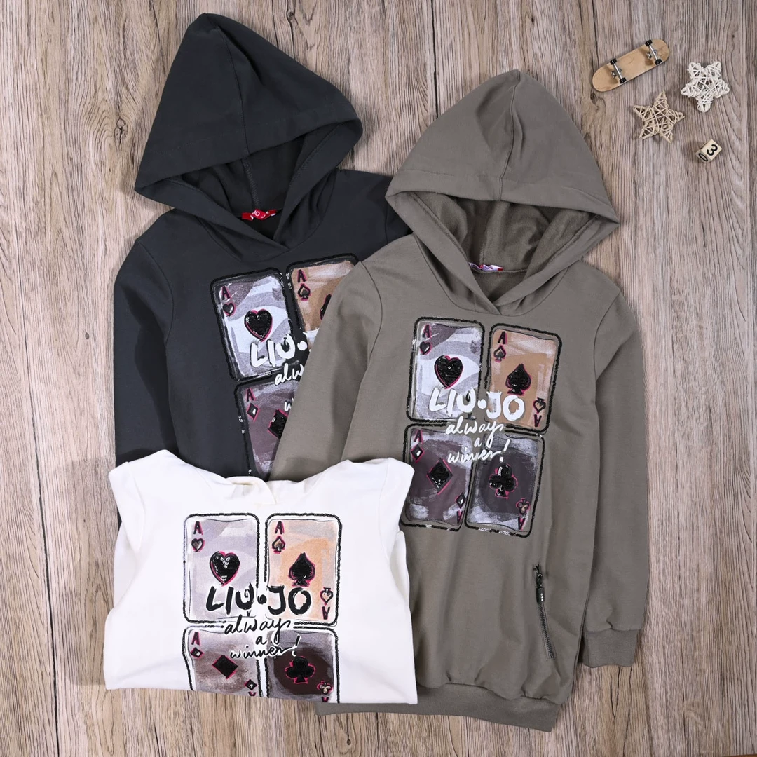 外贸欧美女宝春秋连帽长袖毛线圈卫衣套头衫女童休闲外套母女装