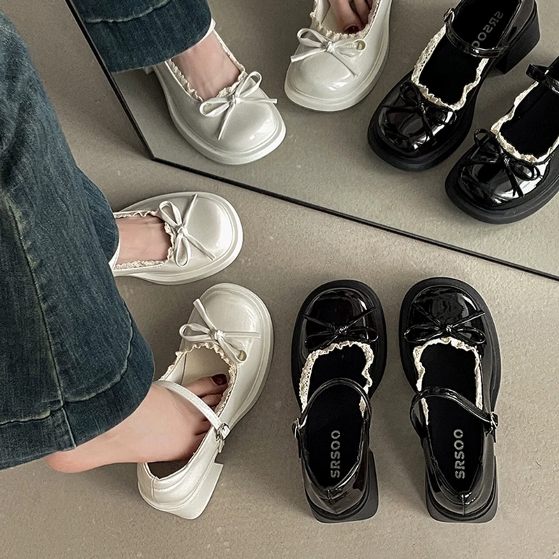 OJRZ复古玛丽珍小皮鞋女2025春夏季新款外穿百搭蝴蝶结单鞋配裙子