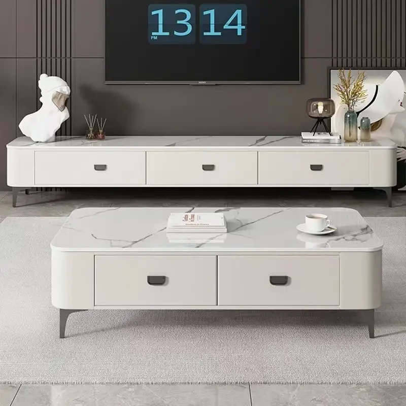 北欧茶几轻奢简约现代家用小户型岩板极简长方形客厅储物茶台茶几