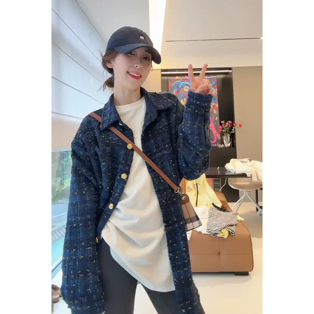 【云影轻语】2025春季新款小香风复古格纹毛边流苏开衫设计感外套女