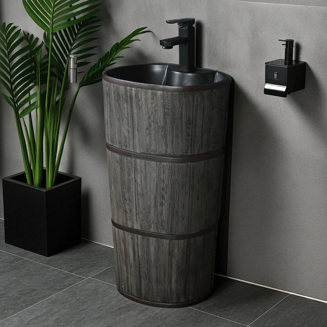 陶瓷立柱盆小户型立柱式洗脸盆户外阳台一体落地式洗手盆家用