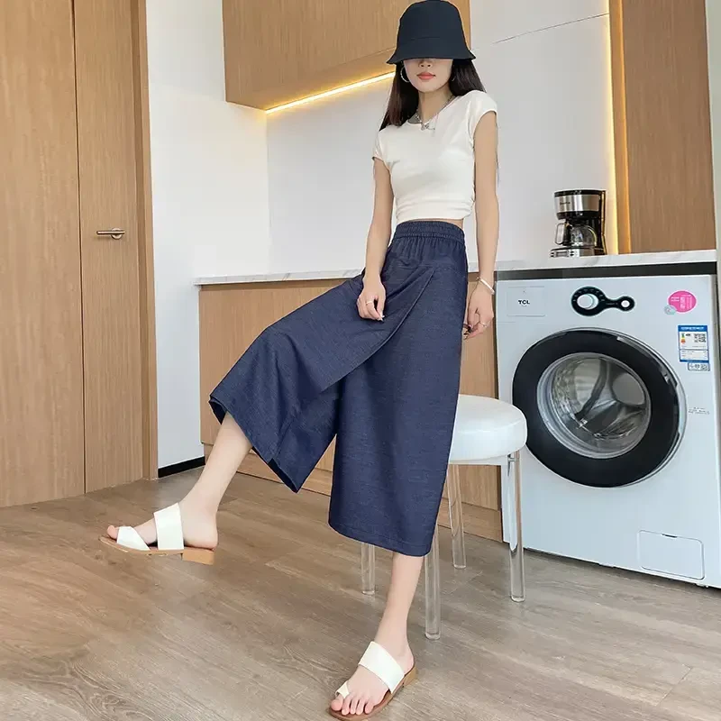【鹿鹿专属】夏季不易皱科技牛仔半身裙裤裙清凉活性印染无异味