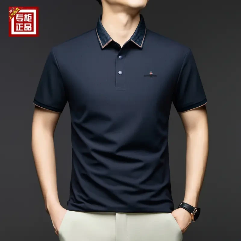 专柜正品男士新款冰丝短袖polo衫休闲翻领T恤夏季半袖高档上衣服