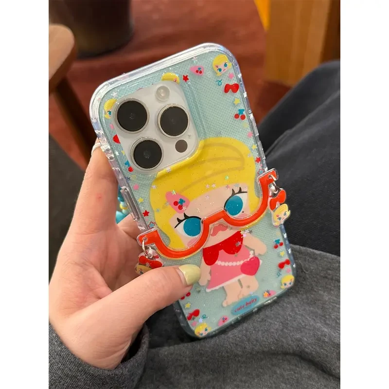 适用苹果16手机壳iPhone15/14promax卡通眼镜女孩手机手机保护套