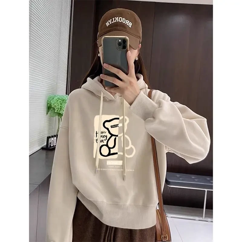 设计感小众秋冬新款2025加绒加厚套连帽卫衣女短款宽松韩版外套