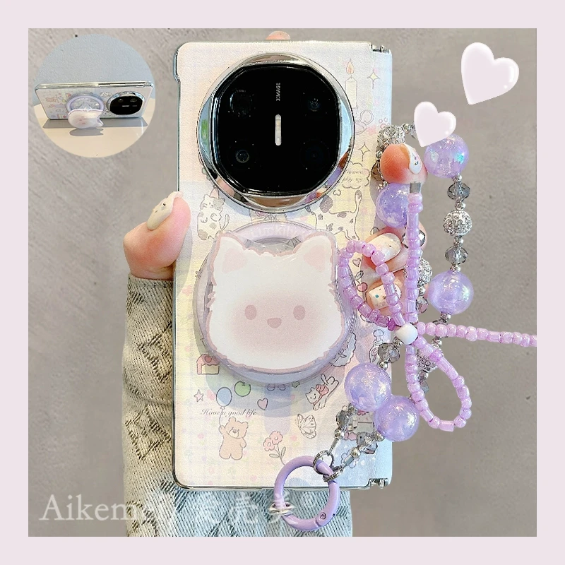 适用华为mateX6折叠屏手机壳matex5典藏版小狗猫咪matex3磁吸支架