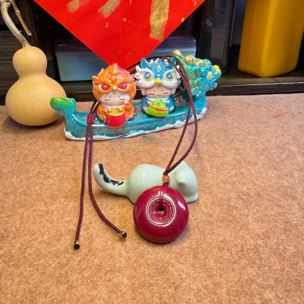 含辰砂工艺品朱砂平安扣-高含量紫金砂-槿宝妈设计