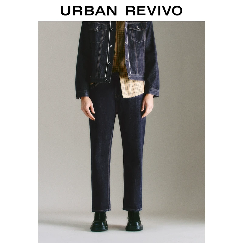 UR2025春季新款男装时尚复古休闲百搭洗水牛仔长裤UMF850012