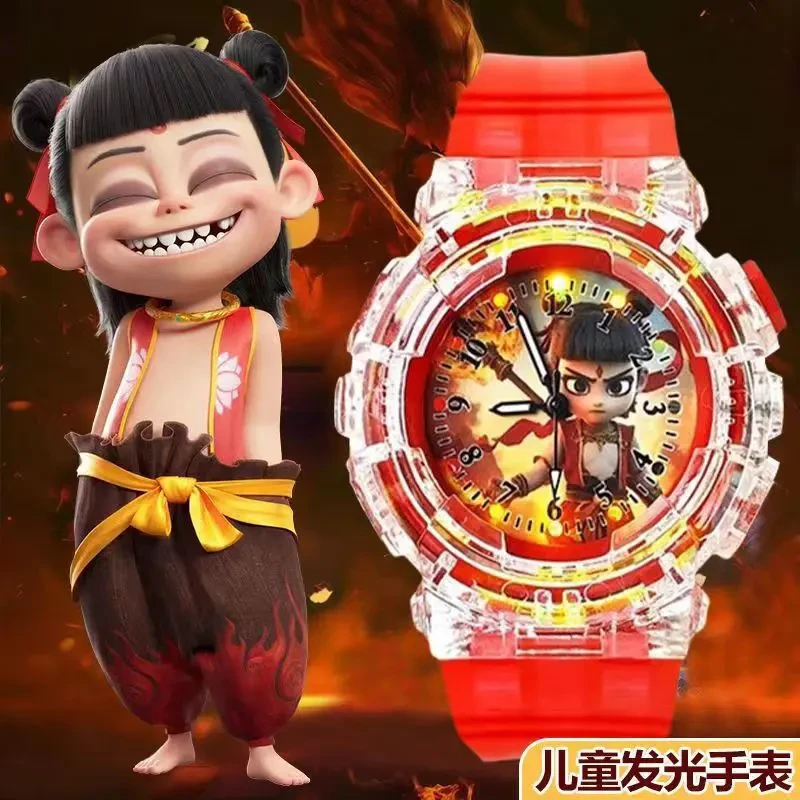 卡通哪吒敖丙手表小学生闪光小孩儿童手表发光玩具儿童装饰手表