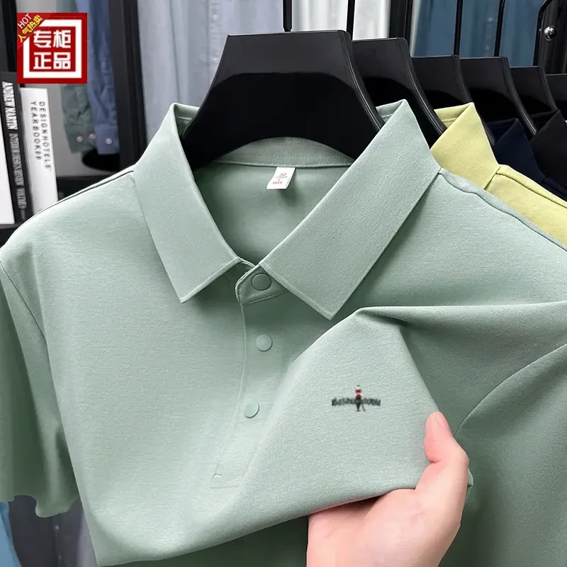 专柜正品新款冰丝无痕短袖polo衫男夏季半袖翻领薄款弹力男士t恤