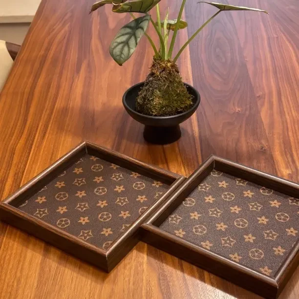 托盘正方形高档木质首饰收纳酒杯子钥匙饰品手串文玩展示轻奢茶盘