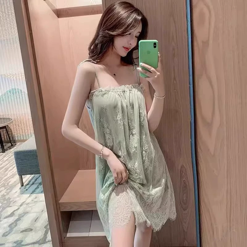 性感睡衣女夏款睡裙蕾丝吊带夏季冰丝高级感2025新款大码