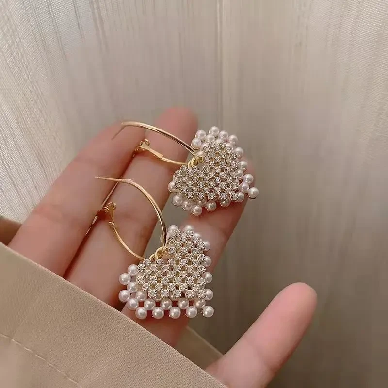 足银亚克力耳饰 小香复古港风爱心锆石耳环2025秋冬新潮高级感91