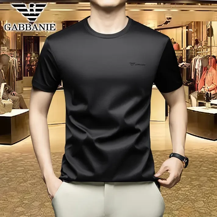 【天然 •桑蚕丝】专柜正品男士夏季短袖T恤休闲轻奢透气真丝上衣