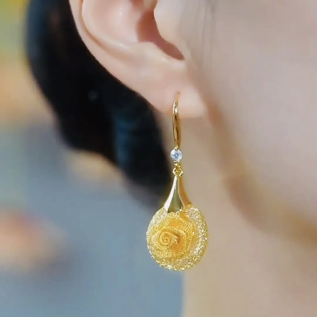 铜合金耳饰 兰知春序【玫瑰佳人】时尚气质百搭耳环秋冬