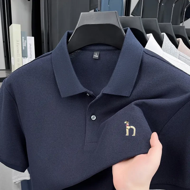 【奥特莱斯撤柜】夏季轻奢短袖T恤100%纯棉薄款时尚万针刺绣polo衫