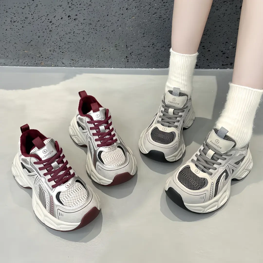 牛皮版～真皮复古厚底老爹鞋女2025新款加绒百搭运动鞋透气女鞋