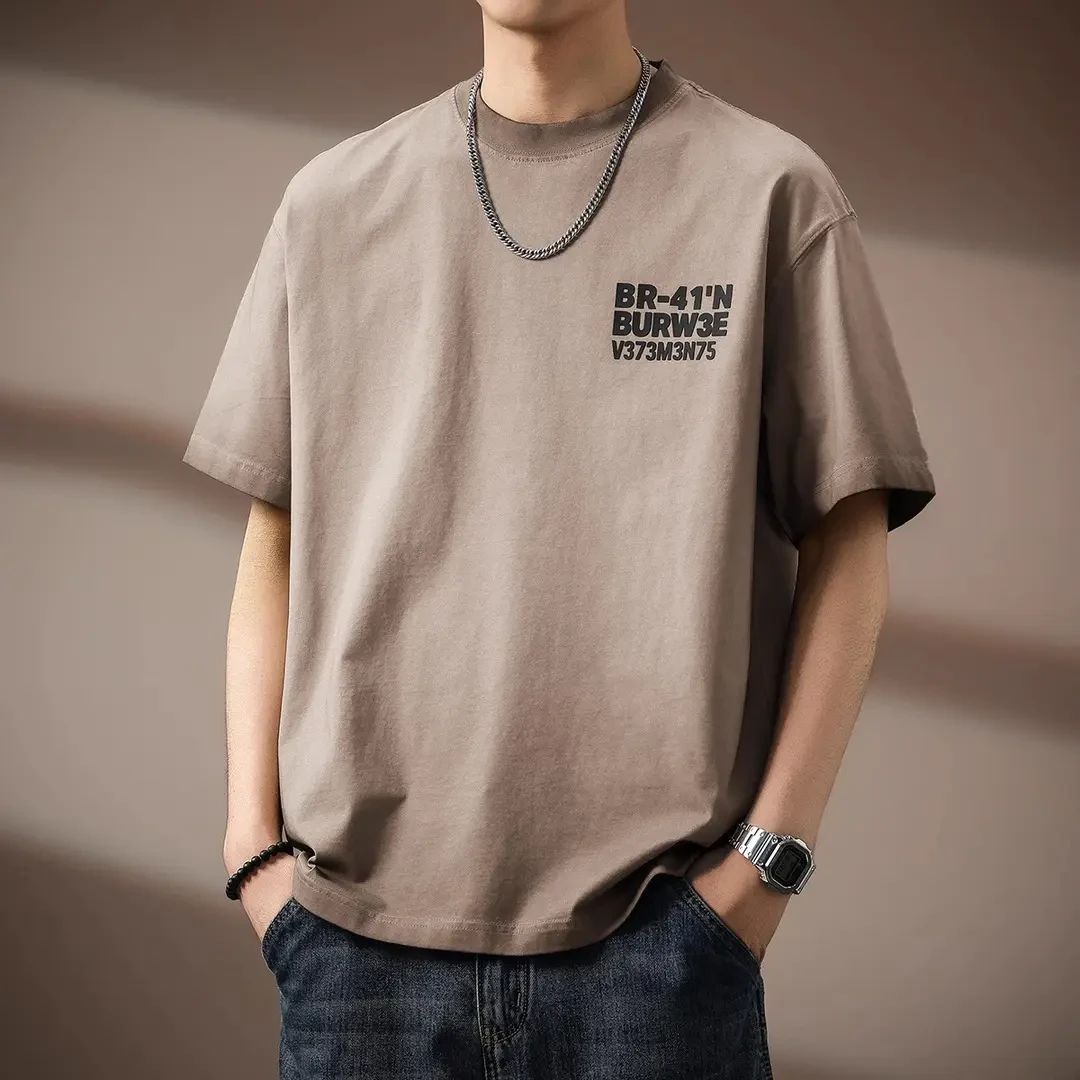 Cebrodz新款蜡染水洗短袖T恤男夏季字母印花圆领休闲潮