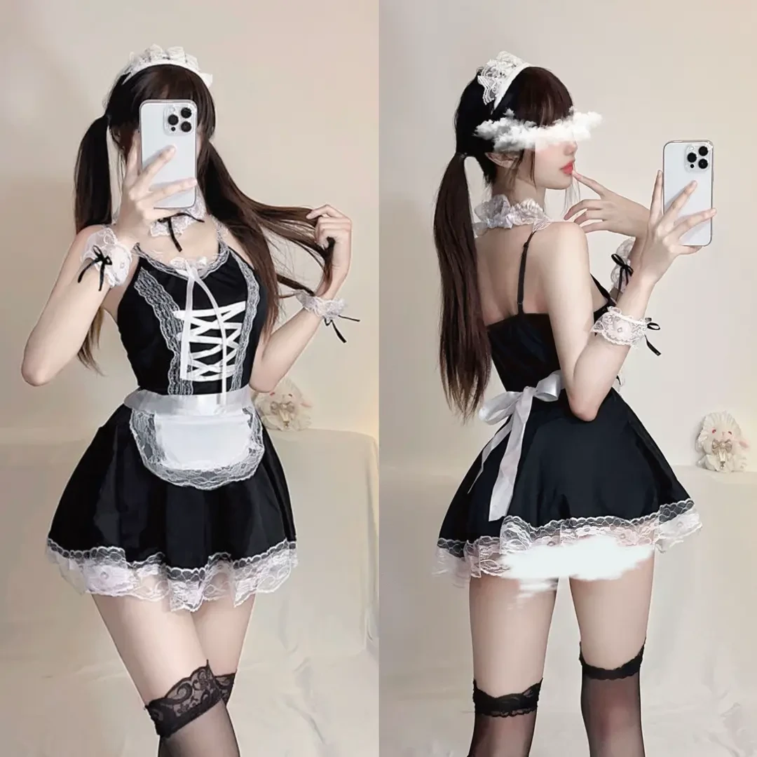 【兮 悦】 蕾丝花边性感围裙女仆套装诱惑睡衣内衣小胸友好日常少女