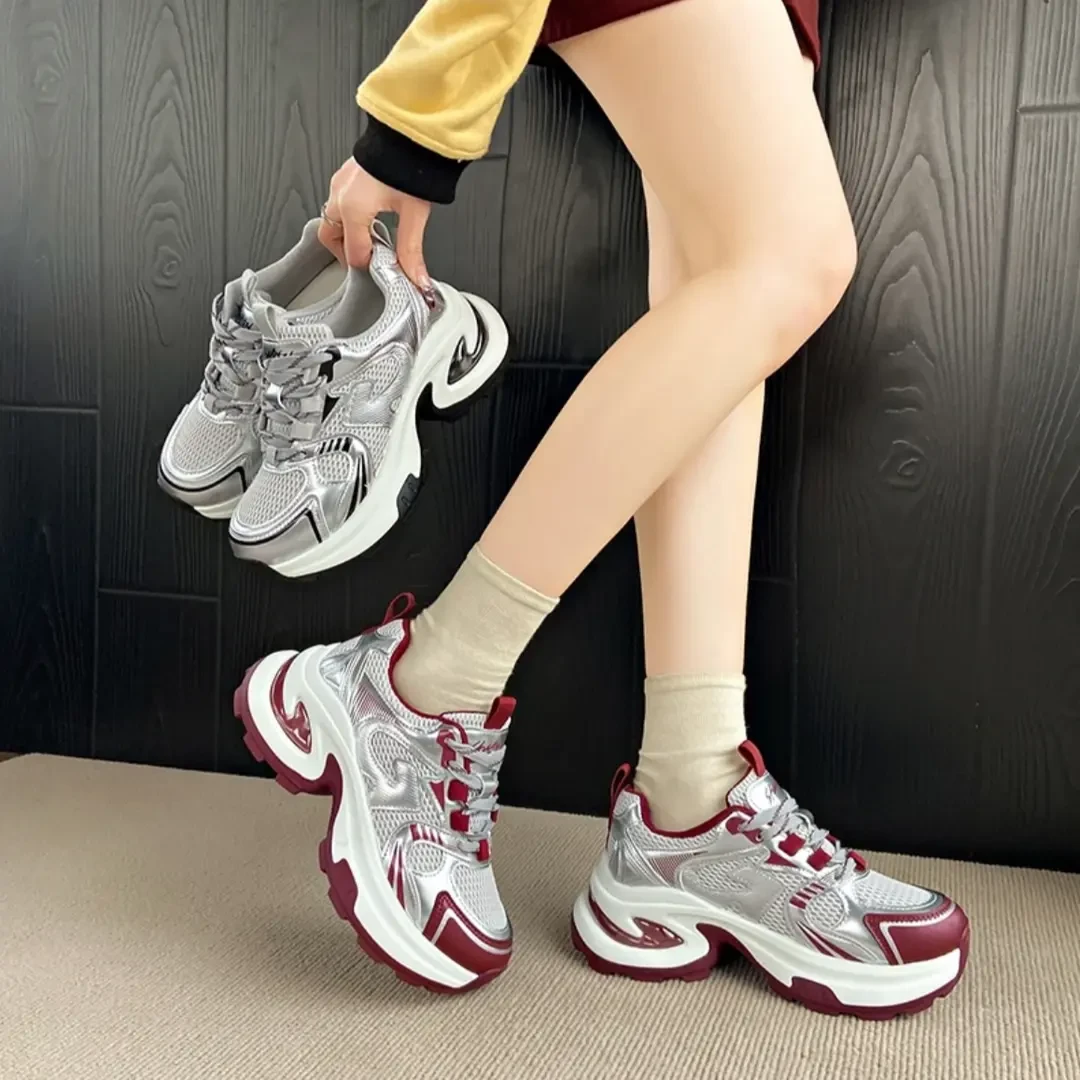 夏季新款女鞋时尚百搭老爹鞋减震增高轻质运动旅游休闲鞋女