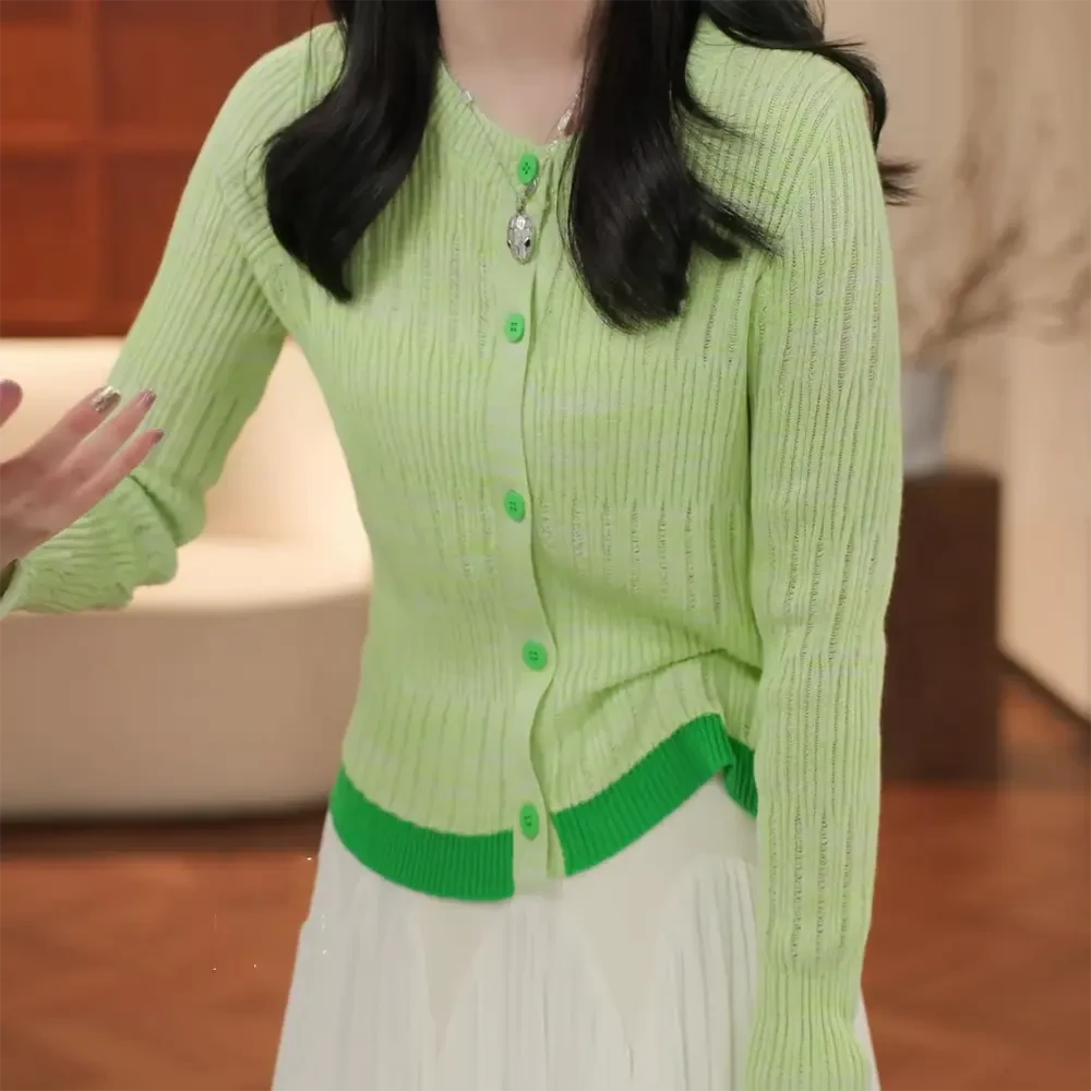 2025春季百搭定制颜色高级感欧若风时尚显瘦气质毛针织衫女装9148