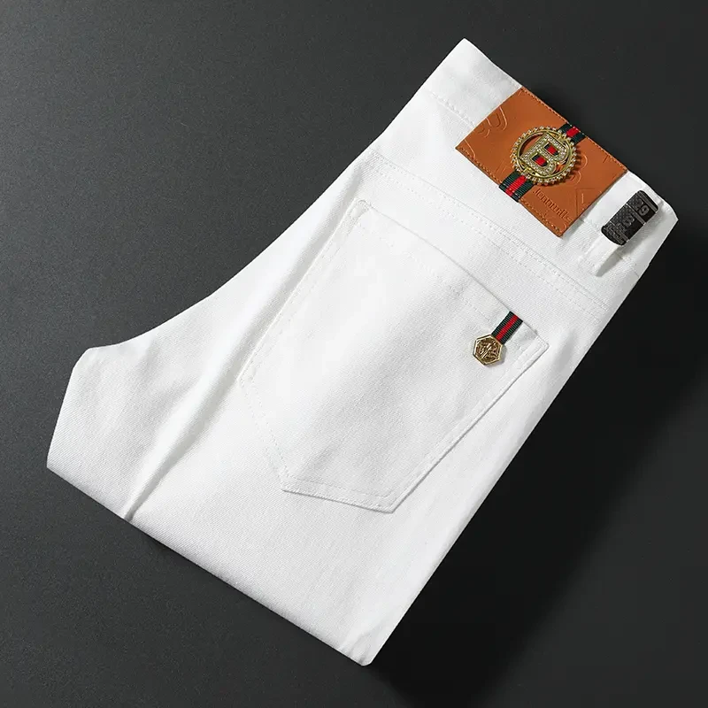 【高端三防】轻奢男牛仔小直筒九分长裤夏季薄款牛仔裤男装弹力