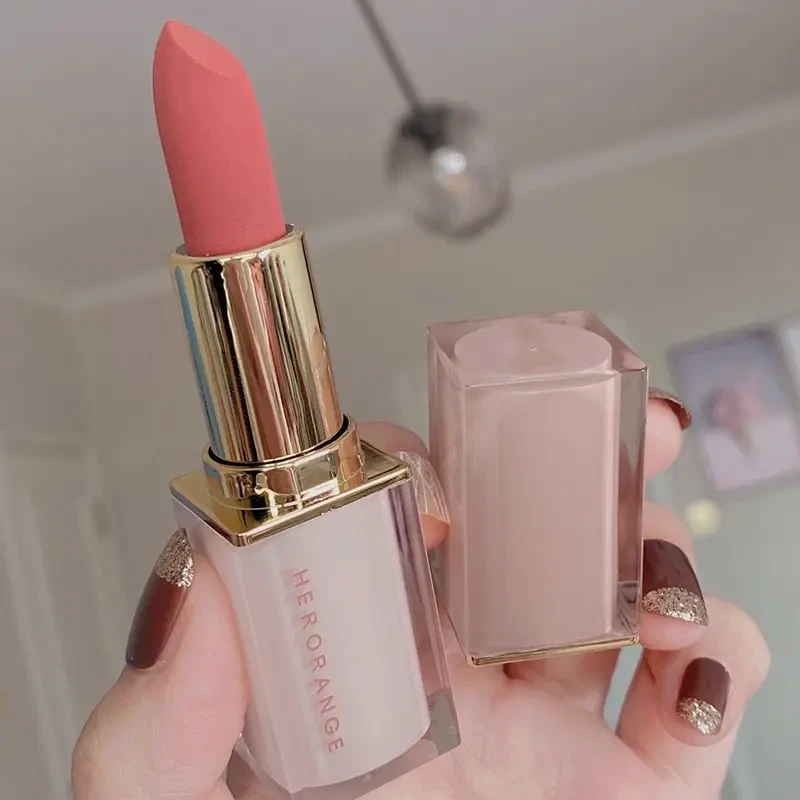 HERORANGE水晶方管口红不掉色不沾杯丝绒显自学生哑光禁欲素颜
