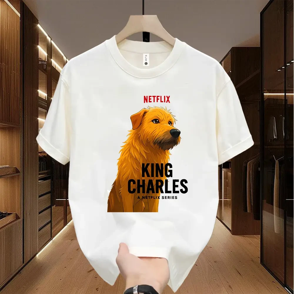 美式不羁重磅纯棉T恤CHARLES查理狗王潮流青年男女宽松款百搭潮牌