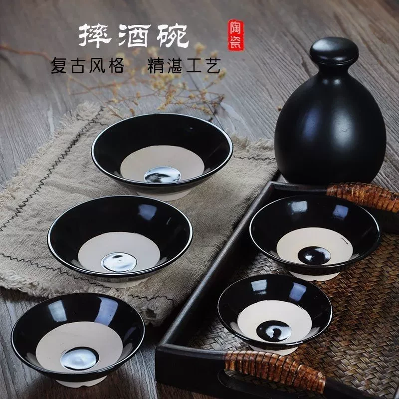 仿古酒碗老式土碗古代水浒传摔酒碗粗陶扣肉碗蒸碗家用小酒碗中式