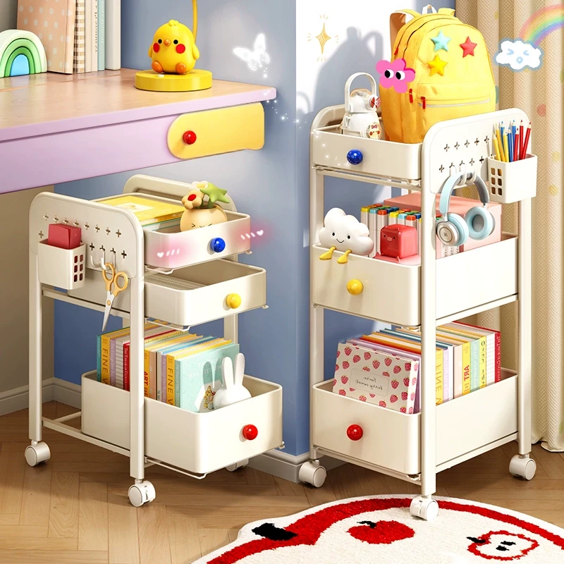 书包置物架家用放书包桌下滑轮柜宿舍书本收纳架可移动零食小推车