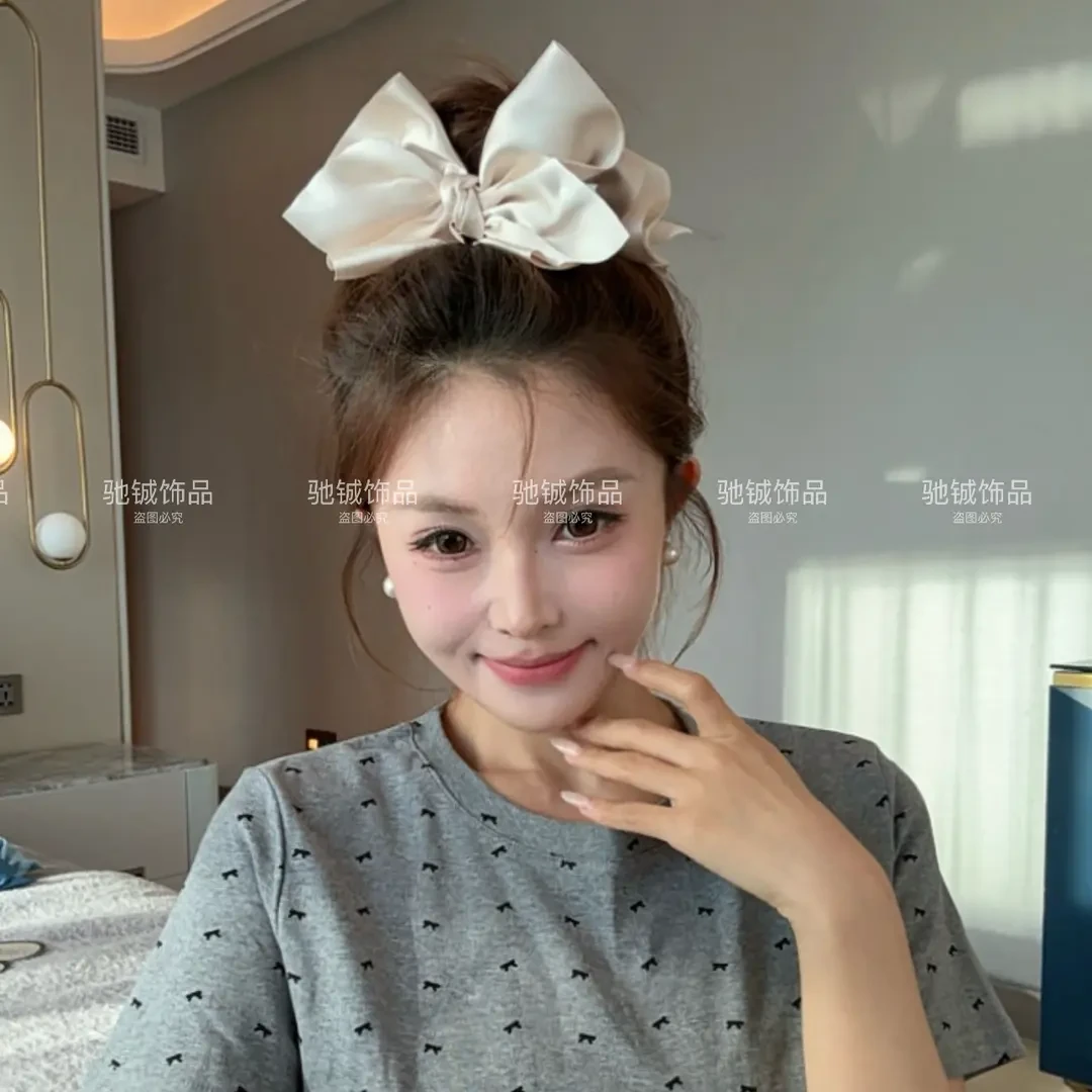 超大号在逃公主蝴蝶结丸子夹高级感缎面发夹减龄丸子头必备神器