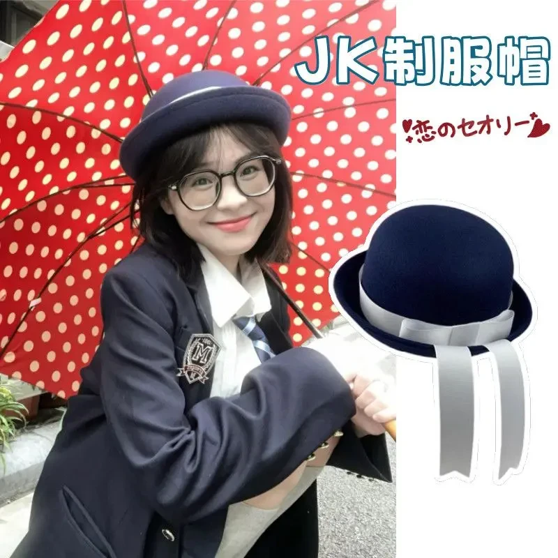 百搭jk礼帽蝴蝶结飘带休闲风女日式帽子学院风学生韩版英伦风百搭