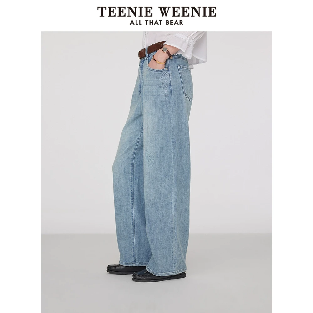*TeenieWeenie小熊女装牛仔裤25简约时髦通勤直筒长裤TTTJ252502W