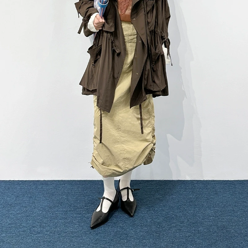 【VVNK JANE PLUS】noundnound简约开叉休闲风中长半身裙25春夏新款