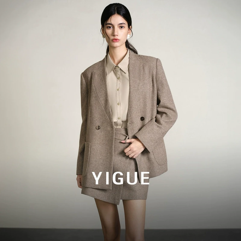 亦谷羊毛混纺西装外套女装新款爆款独特气质呢子上衣G5CAF492