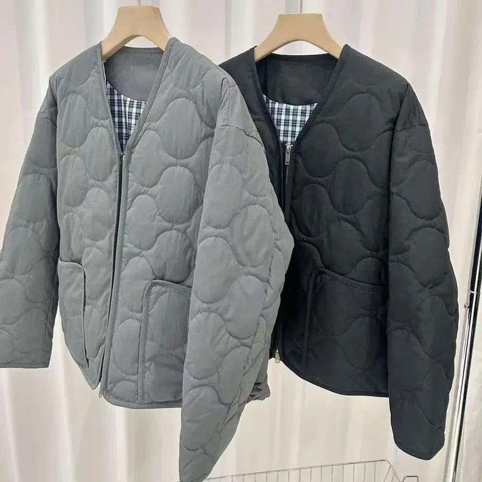 【兜欢米】女款短款菱格混纺便携保暖冬季鹅绒外套