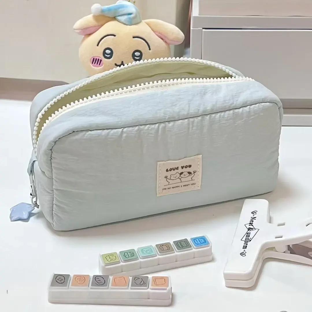 可爱蓝色笔袋简约学生高颜值文具盒女生女孩铅笔盒文具袋笔袋G185