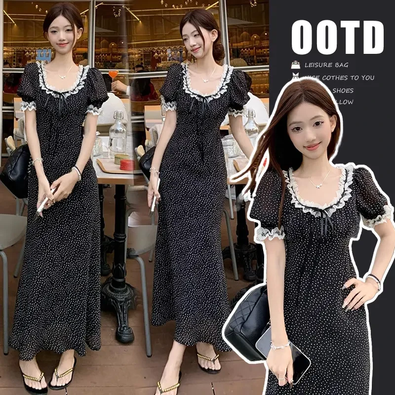 时髦孕妇装夏季新款潮款洋气法式气质减龄时尚外出高级孕妇连衣裙