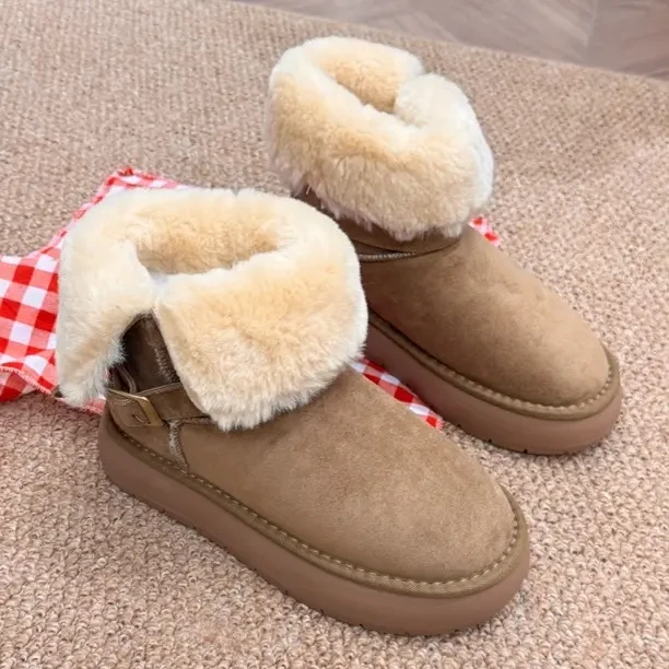 冬季新款韩版中高筒雪地靴加绒加厚保暖厚底棉鞋