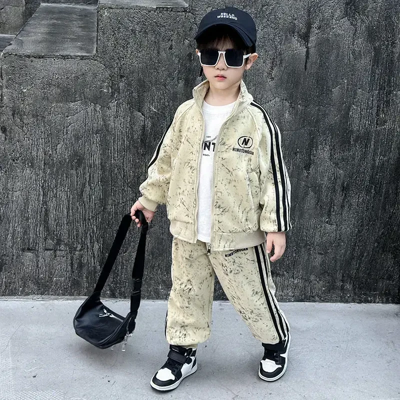 男童春秋套装2025新款潮帅气时髦儿童针织运动装男宝宝春秋季开衫